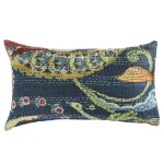 Kantha Work Decor Blue Bird Print Pillow Cover - Image 2