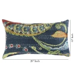 Kantha Work Decor Blue Bird Print Pillow Cover - Image 4