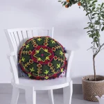Luxury Black Round Embroidered Cushion Cover