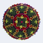 Luxury Black Round Embroidered Cushion Cover - Image 2
