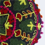 Luxury Black Round Embroidered Cushion Cover - Image 4