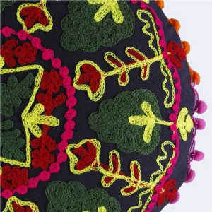 Luxury Black Round Embroidered Cushion Cover - Image 4