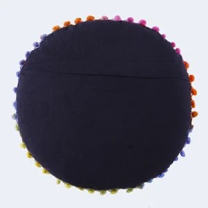 Luxury Black Round Embroidered Cushion Cover - Image 5