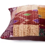 Luxury Brown Silk Patchwork Kantha Work Cushion Covers - Image 4