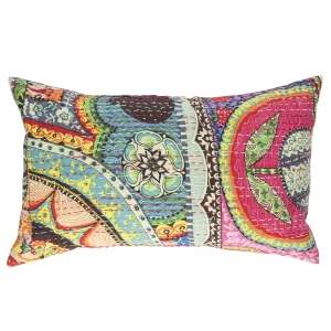 Multi Ikat Print Cotton Kantha Pillow Cover - Image 3