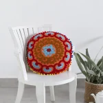 Orange Cushion Cover Suzani Embroidered