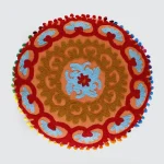 Orange Cushion Cover Suzani Embroidered - Image 2