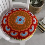 Orange Cushion Cover Suzani Embroidered - Image 3