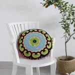 Orange Indian Handmade Embroidered Cushion Cover
