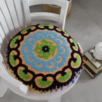 Orange Indian Handmade Embroidered Cushion Cover - Image 3