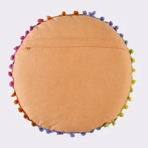 Orange Indian Handmade Embroidered Cushion Cover - Image 5