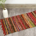 Red Colorful Woven Decorative Chindi Area Rag - Image 2