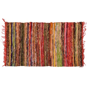 Red Colorful Woven Decorative Chindi Area Rag - Image 3