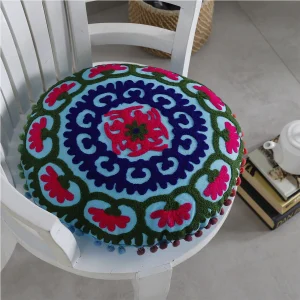 Turquoise Embroidered Suzani Cushion Cover - Image 3