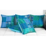 Turquoise Vintage Silk Kantha Cushion Cover - Image 2