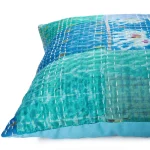 Turquoise Vintage Silk Kantha Cushion Cover - Image 4