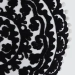 White & Black Embroidered Suzani Cushion Cover - Image 4