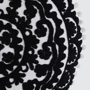 White & Black Embroidered Suzani Cushion Cover - Image 4