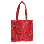 Women Fashion Shoulder Shopping Velvet Carry Bag (Pink Bird) - Image 4