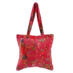 Women Fashion Shoulder Shopping Velvet Carry Bag (Pink Bird)