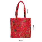 Women Fashion Shoulder Shopping Velvet Carry Bag (Pink Bird) - Image 6