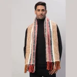 Acrylic Soft Wool Scarf Men's Red Striped Muffler
