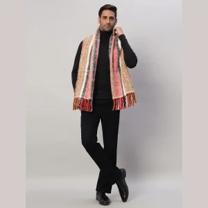 Acrylic Soft Wool Scarf Men's Red Striped Muffler - Image 5