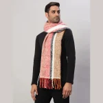 Acrylic Soft Wool Scarf Men's Red Striped Muffler - Image 3