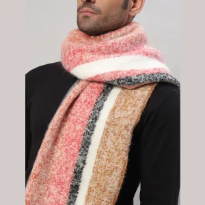 Acrylic Soft Wool Scarf Men's Red Striped Muffler - Image 6