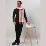 Acrylic Soft Wool Scarf Men's Red Striped Muffler - Image 2