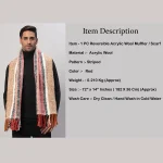 Acrylic Soft Wool Scarf Men's Red Striped Muffler - Image 8