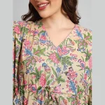 Beautiful Beige Floral Printed Pure Cotton Kaftans - Image 5
