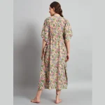 Beautiful Beige Floral Printed Pure Cotton Kaftans - Image 6