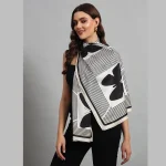 Beautiful Black & White Butterfly Silk Fabric Scarf - Image 3