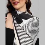 Beautiful Black & White Butterfly Silk Fabric Scarf - Image 5