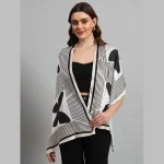 Beautiful Black & White Butterfly Silk Fabric Scarf - Image 2