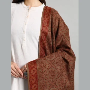 Beautiful Brown Floral Wool Shawl 80"x40" - Image 6