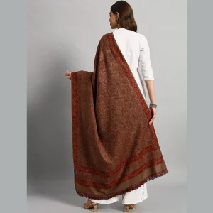 Beautiful Brown Floral Wool Shawl 80"x40" - Image 7