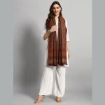 Beautiful Brown Floral Wool Shawl 80"x40" - Image 5
