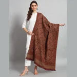 Beautiful Leaf Brown Wool Shawl - Image 2