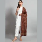 Beautiful Leaf Brown Wool Shawl - Image 4
