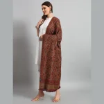 Beautiful Leaf Brown Wool Shawl - Image 5