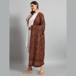 Beautiful Leaf Brown Wool Shawl - Image 5