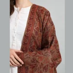Beautiful Leaf Brown Wool Shawl - Image 6