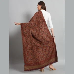 Beautiful Leaf Brown Wool Shawl - Image 8