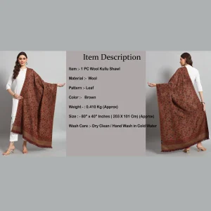 Beautiful Leaf Brown Wool Shawl - Image 9