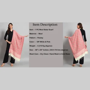 Beautiful Pink Paisley Cashmere Scarf/Stole - Image 8