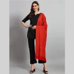Beautiful Red Floral Stole Winter Wrap Wool Shawl - Image 3
