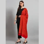 Beautiful Red Floral Stole Winter Wrap Wool Shawl - Image 4