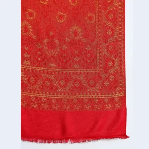Beautiful Red Floral Stole Winter Wrap Wool Shawl - Image 6